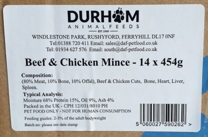 DAF Beef and Chicken Mince Box of 14 Label