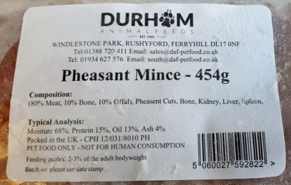 DAF Wild Pheasant Mince Label