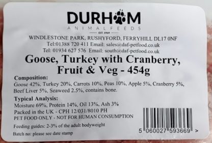 Goose and Turkey with Cranberry and Veg Label