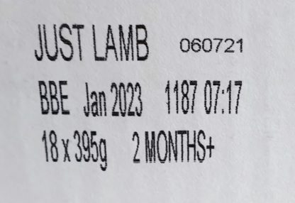Forthglade Just Lamb Label
