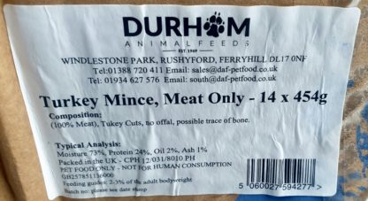 Turkey Mince Meat Only Box Label