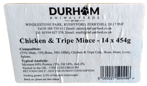 DAF Chicken and Tripe Mince Box of 14 Label