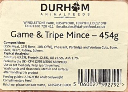 DAF Game and Tripe Mince Label