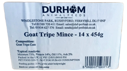 DAF Goat Tripe Mince Box of 14 Label