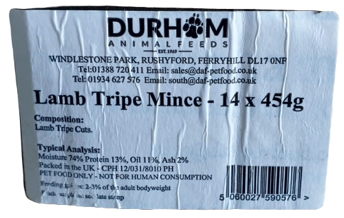 DAF Lamb Tripe Mince Box of 14 Label