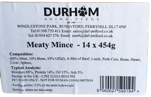 DAF Meaty Mince Box of 14 Label
