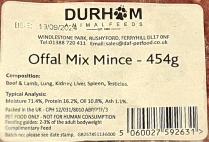 DAF Offal Mix Mince Label