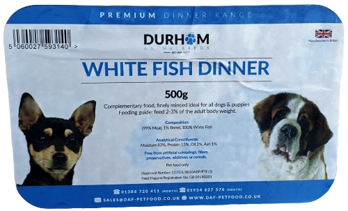 DAF White Fish Dinner Mince Box of 24 Label