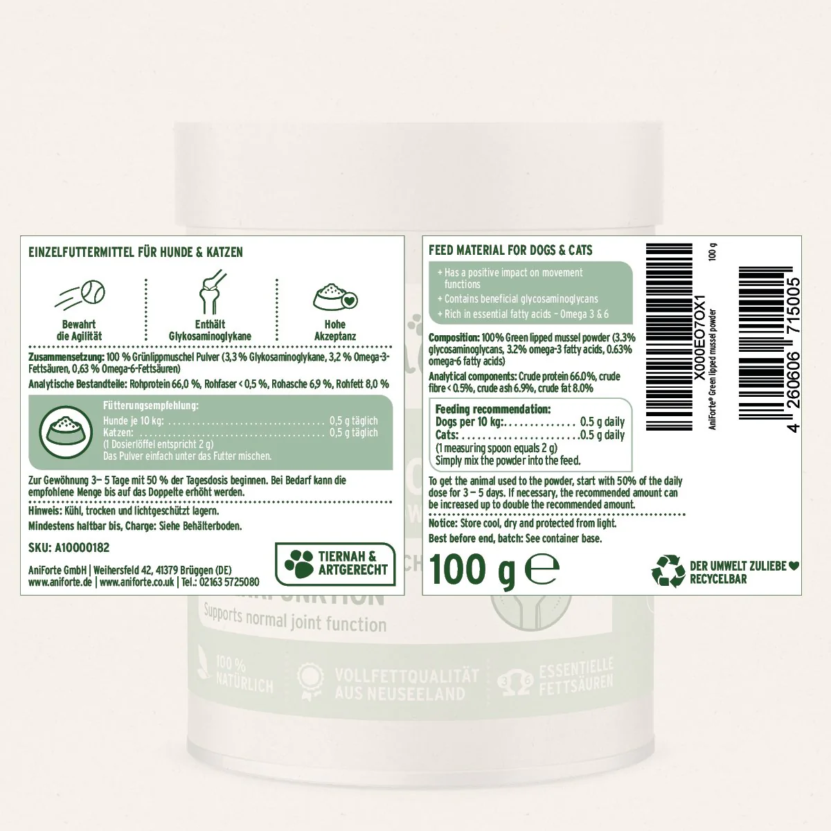 Green Lipped Mussel Powder Label