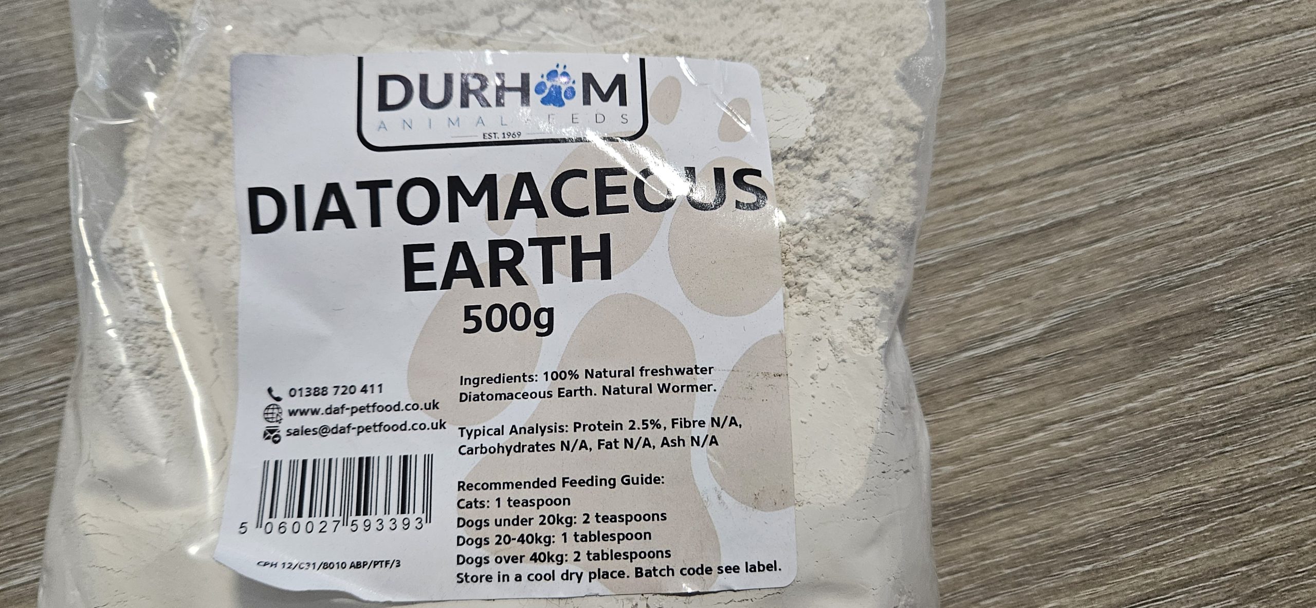 Diatomaceous earth label